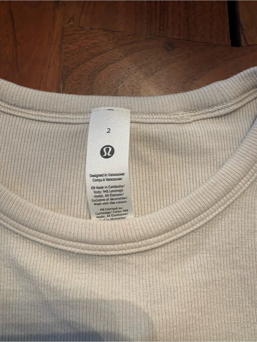 lululemon athletica Ribbed Crew Neck Tee — Cream NWT size 2